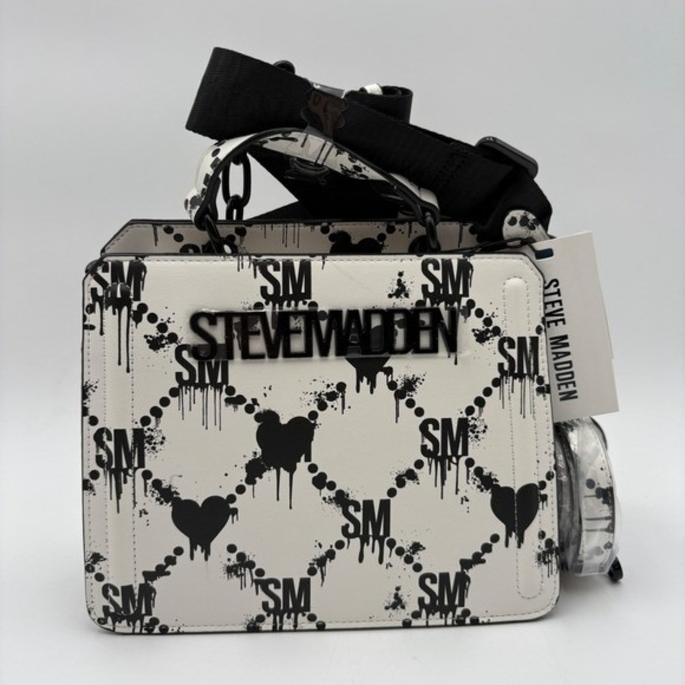 Steve Madden Bevelyn Satchel Halloween White & Black Bleeding Hearts Ear… - Picture 6 of 10